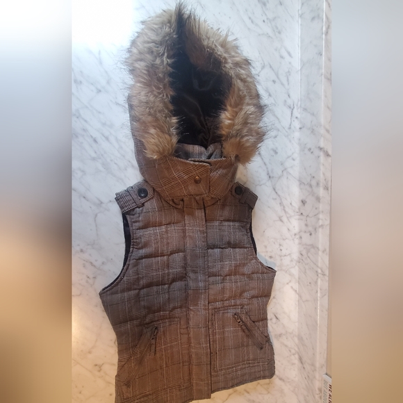 AEROPOSTALE gray down vest with detachable hood size S - Picture 1 of 6